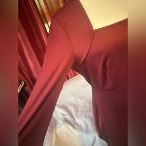 Deep Wine Red Long Sleeve Dress